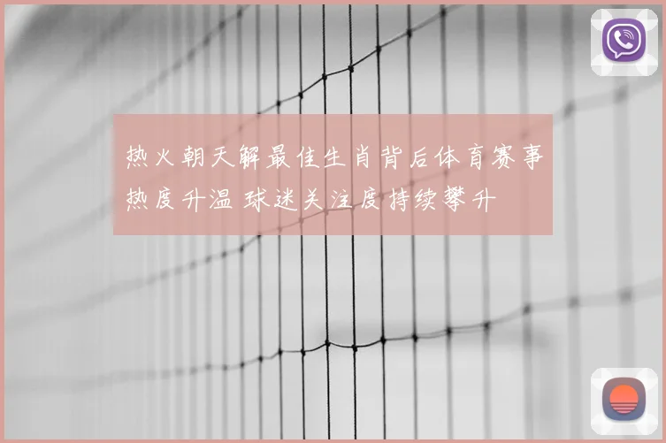热火朝天解最佳生肖背后体育赛事热度升温 球迷关注度持续攀升